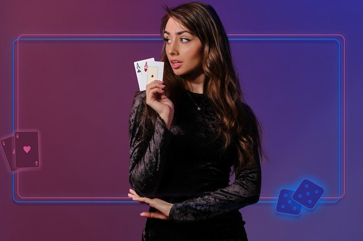 Caribbean Stud Poker game interface on slot235 login showing five-card hand and fold-raise decision options